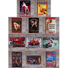 Beautiful Hot Rod Custom Garage Plugs Pin Up Girls Metal Tin Sign Wall decor Ad   183124986447